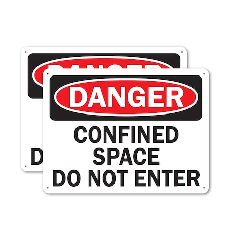 Signmission 12 in H x 18 in W, Plastic, Rectangle, Confined Space Do Not Enter OS-2PACK-DS-P-1218-L-19286